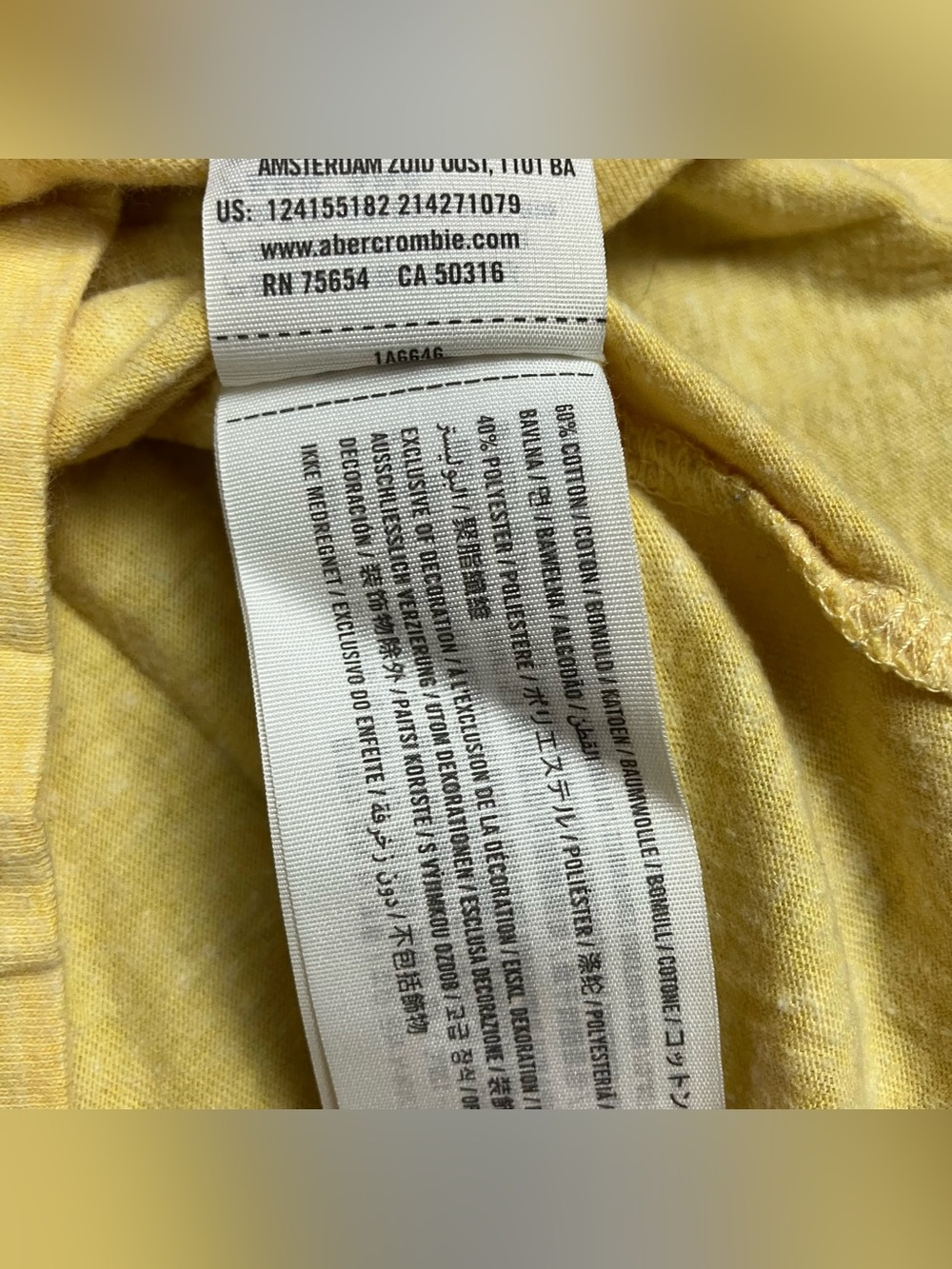 Abercrombie & Fitch Men’s Size M Yellow V-Neck T-Shirt Embroidered Logo - Picture 5 of 9